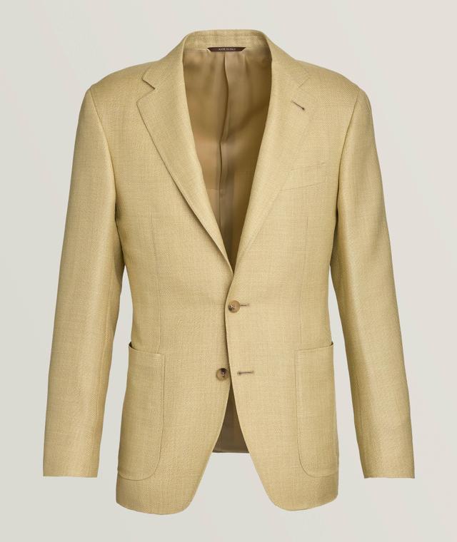 Canali Veston En Lainage Texturé En Jaune | Taille Homme 50 | Laine