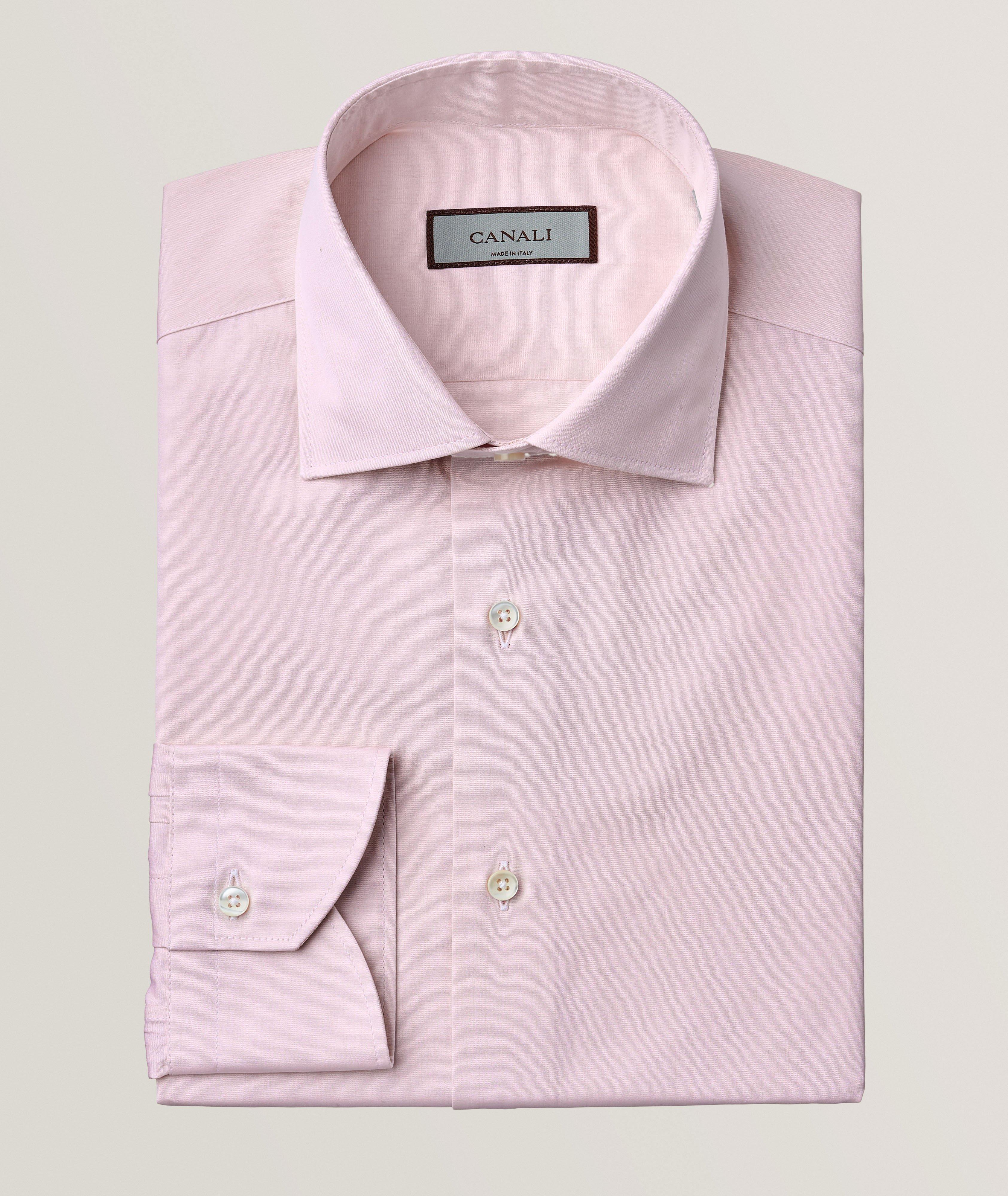Canali Chemise Habillée En Coton De Coupe Standard En Rose | Taille Homme 16.5