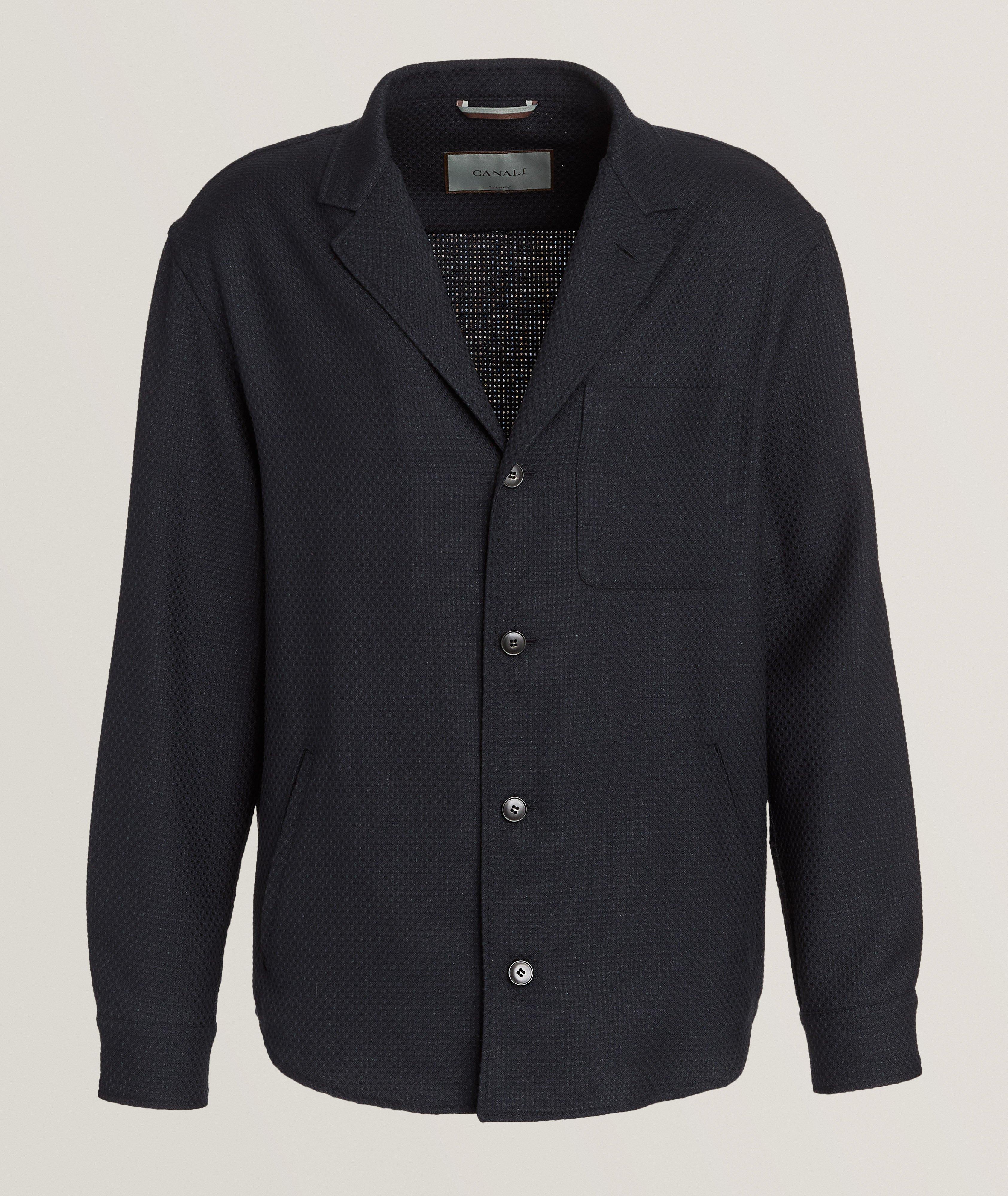 Canali Surchemise Nuvola En Lainage À Tissage Façonné En Bleu | Taille Homme 54 | Laine