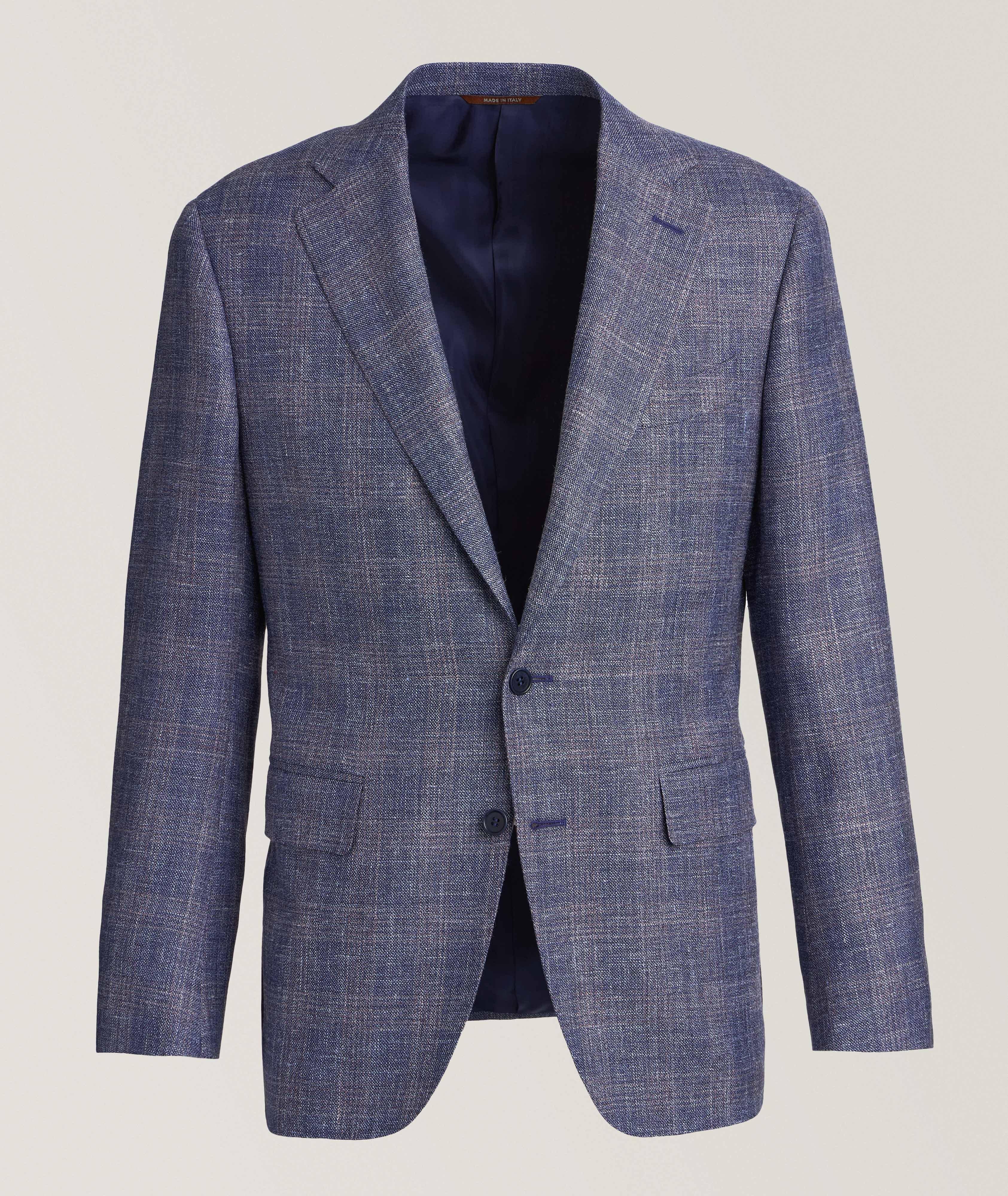 Canali Veston En Laine, En Soie Et En Lin À Motif Quadrillé En Bleu | Taille Homme 50