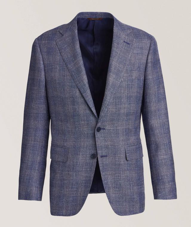 Canali Veston En Laine, En Soie Et En Lin À Motif Quadrillé En Bleu | Taille Homme 50