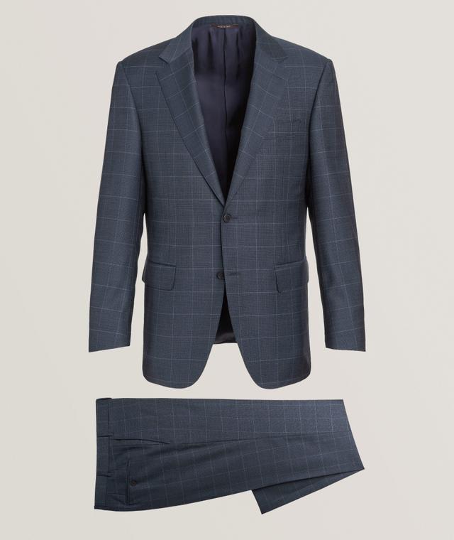 Denim-Effect Windowpane Wool Suit