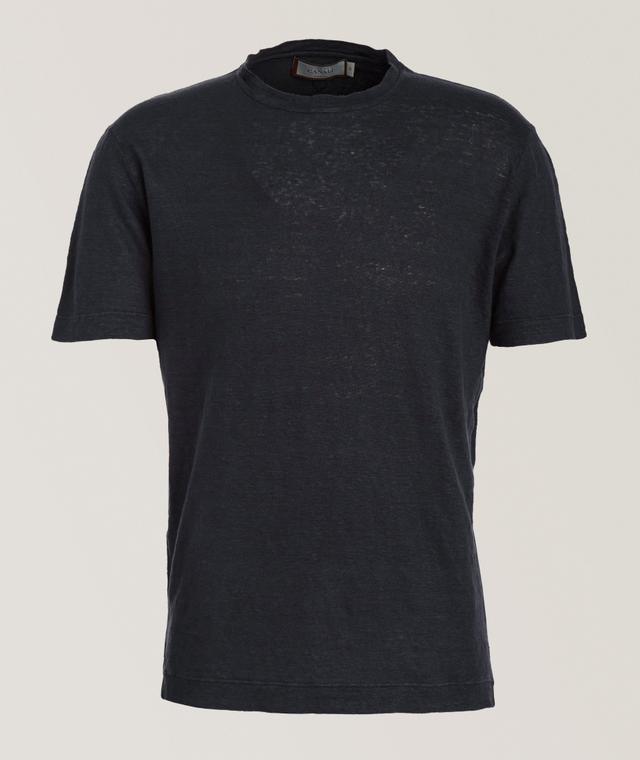 Canali T-Shirt En Lin Teint En Pièce En Bleu | Taille Homme 58