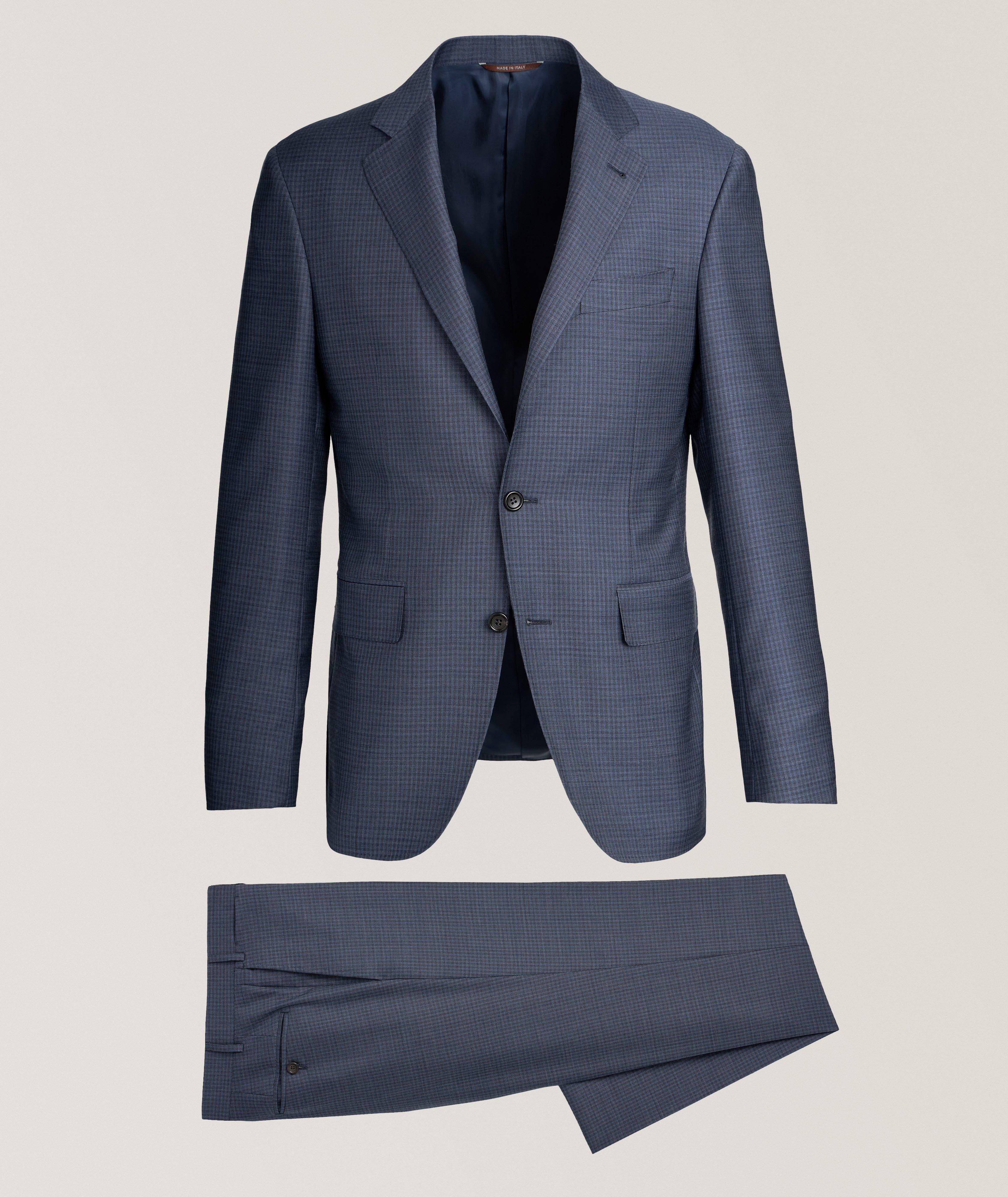 Canali Complet Kei En Laine À Carreaux Vichy En Gris | Taille Homme 64