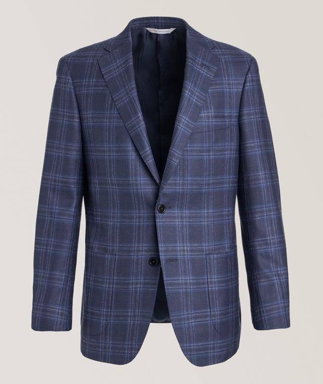 Samuelsohn Veston Cosmo En Lainage À Carreaux En Bleu | Taille Homme 48 | Laine