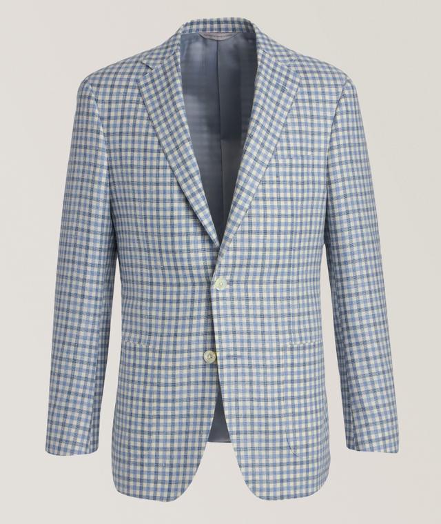 Samuelsohn Veston Cosmo En Lainage À Carreaux Vichy En Bleu | Taille Homme 40 | Laine