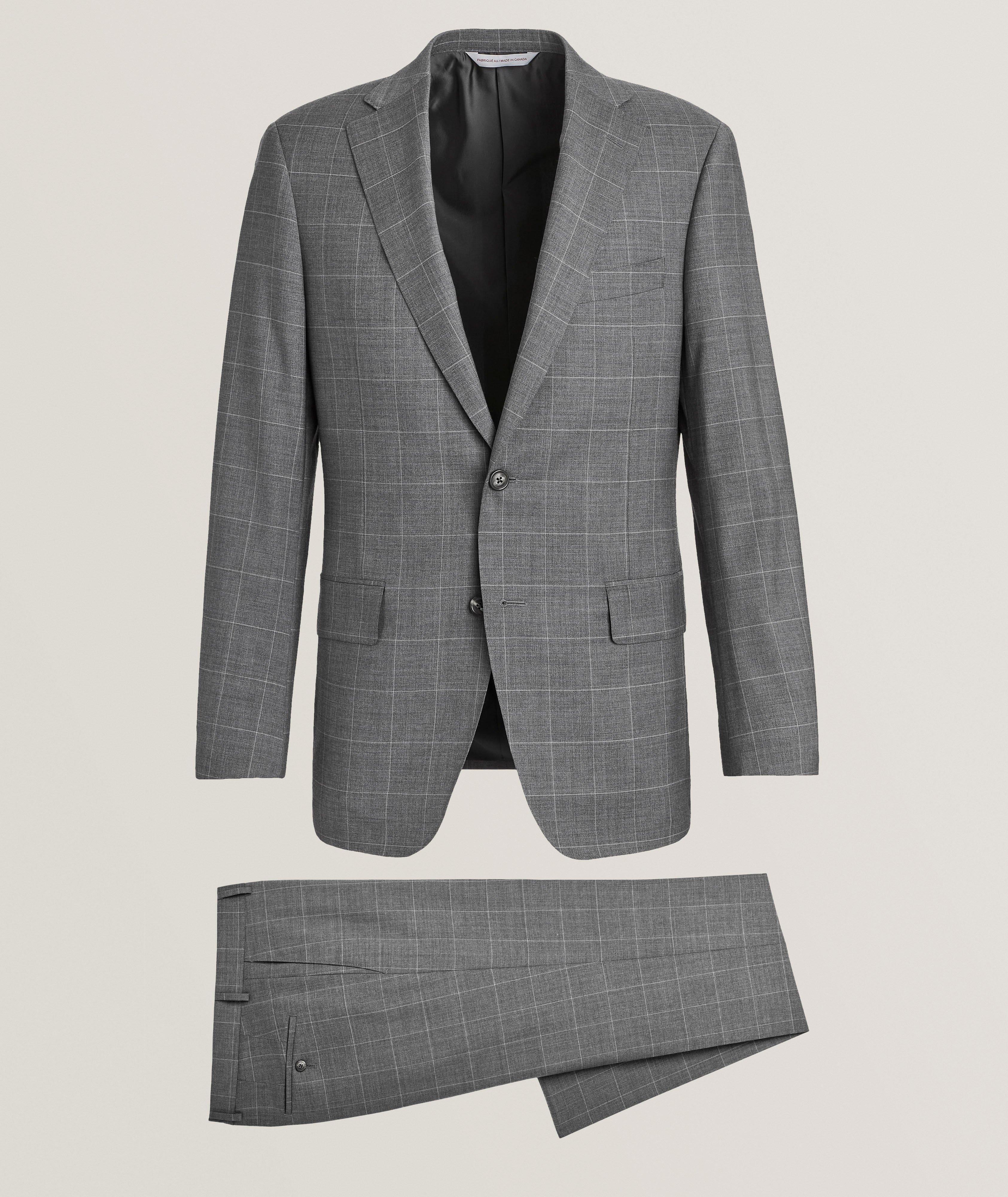 Samuelsohn Complet Cosmo En Laine À Carreaux En Gris | Taille Homme 42