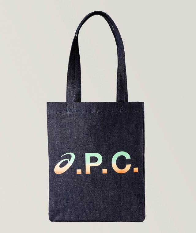 A.p.c. X Asics Denim Gradient Logo Tote In Blue