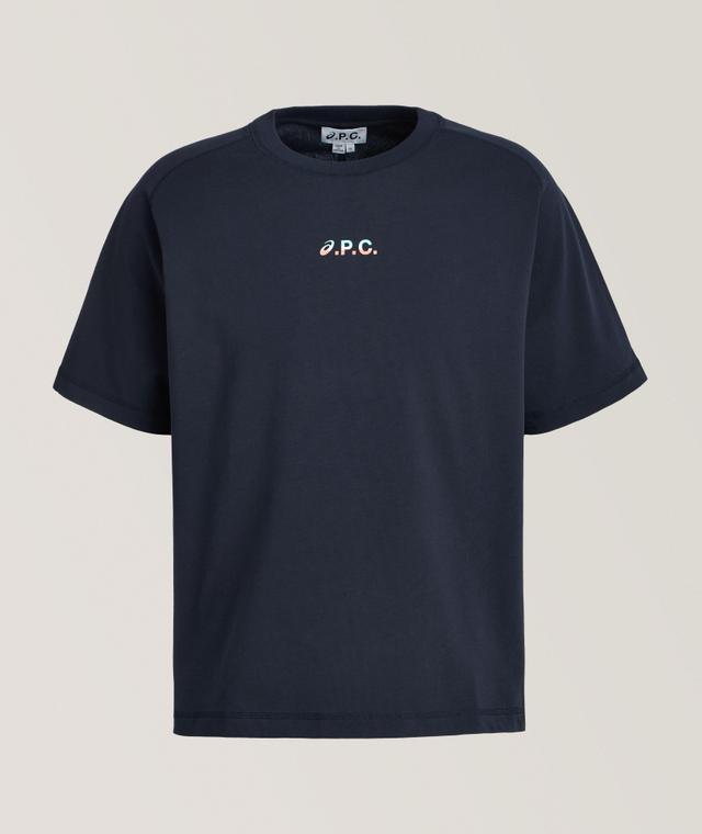 A.p.c. X Asics Organic Cotton T-Shirt In Blue | Men's Size Large