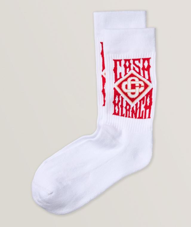 Casablanca Gothic Logo Socks In White Size Medium