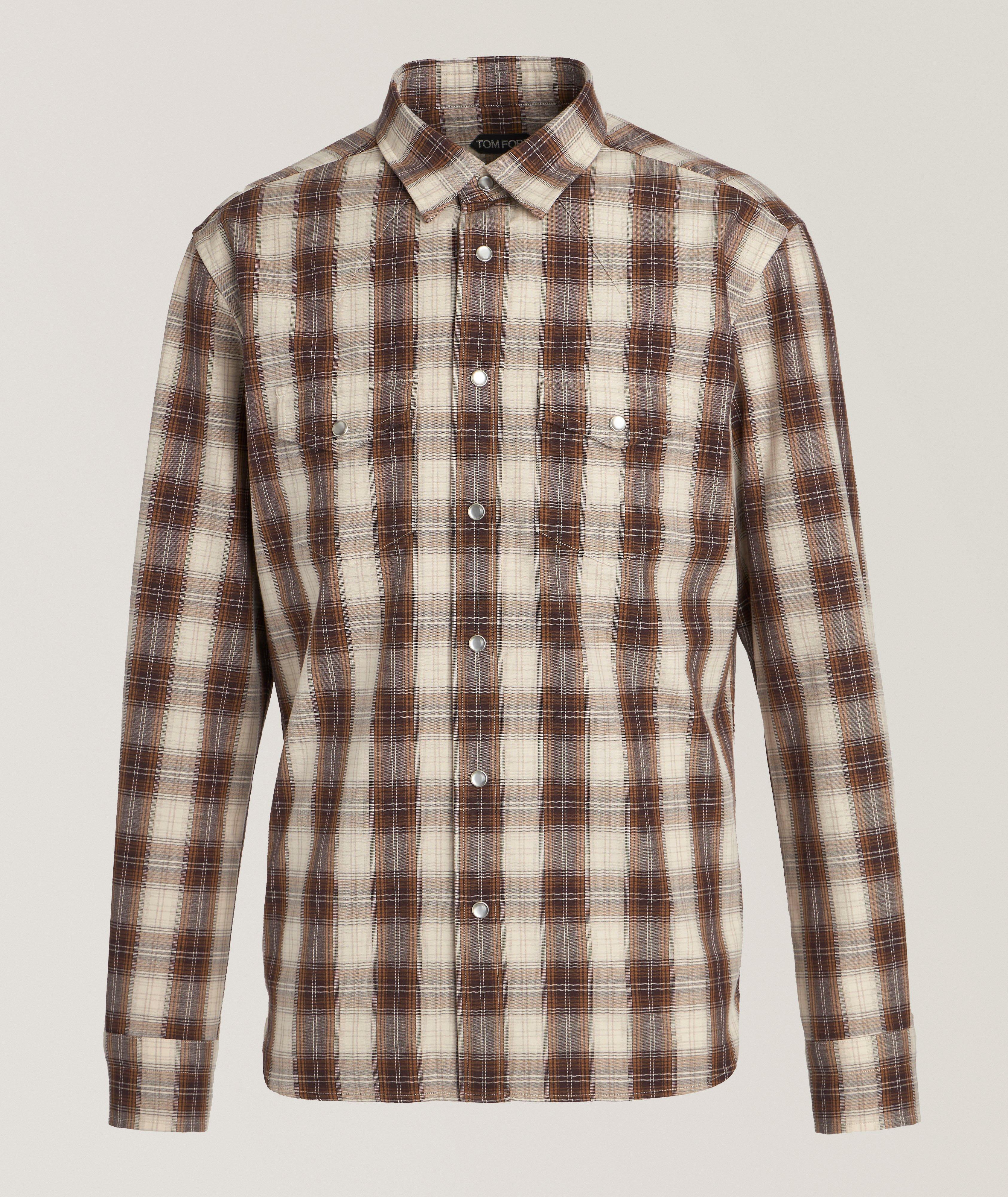 Tom Ford Chemise De Style Western En Coton À Motif Quadrillé En Brun | Taille Homme 41