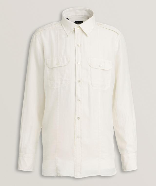 Washed Cotton-Silk Twill Military Shirt