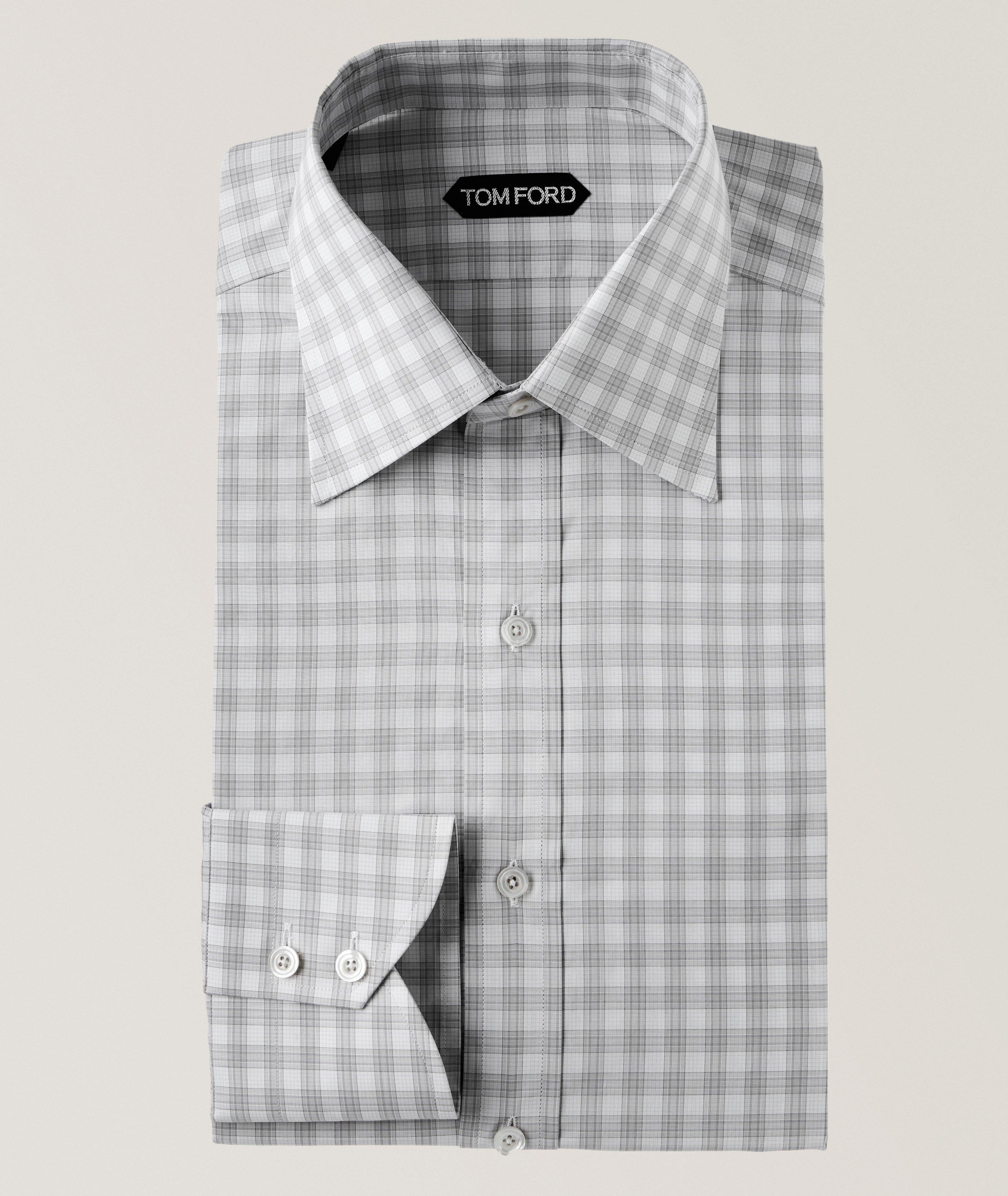 Tom Ford Chemise Habillée En Coton À Motif Quadrillé En Gris | Taille Homme 41