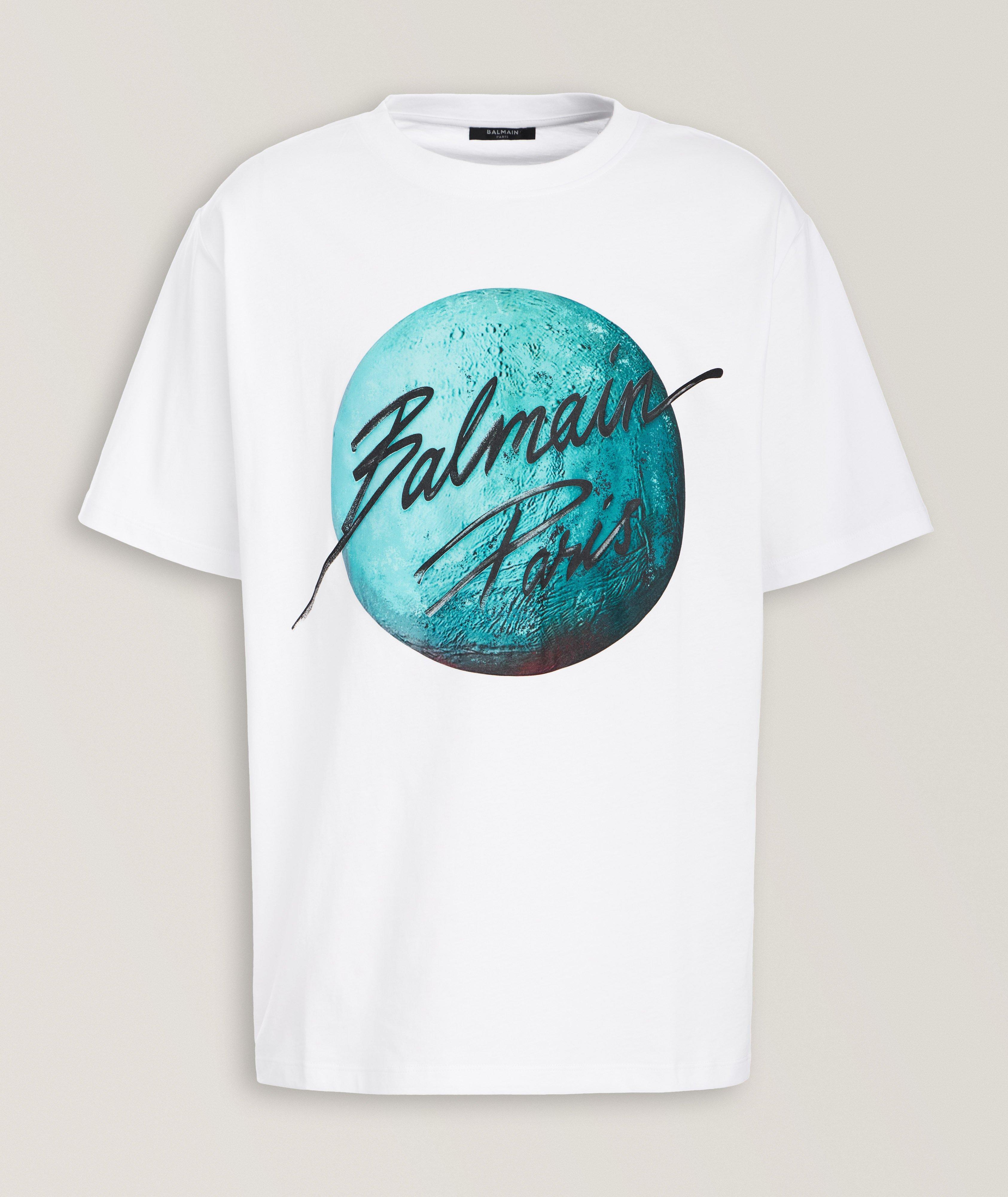 Balmain T-Shirt En Coton Avec Image De Planète En Blanc | Taille Homme Grand