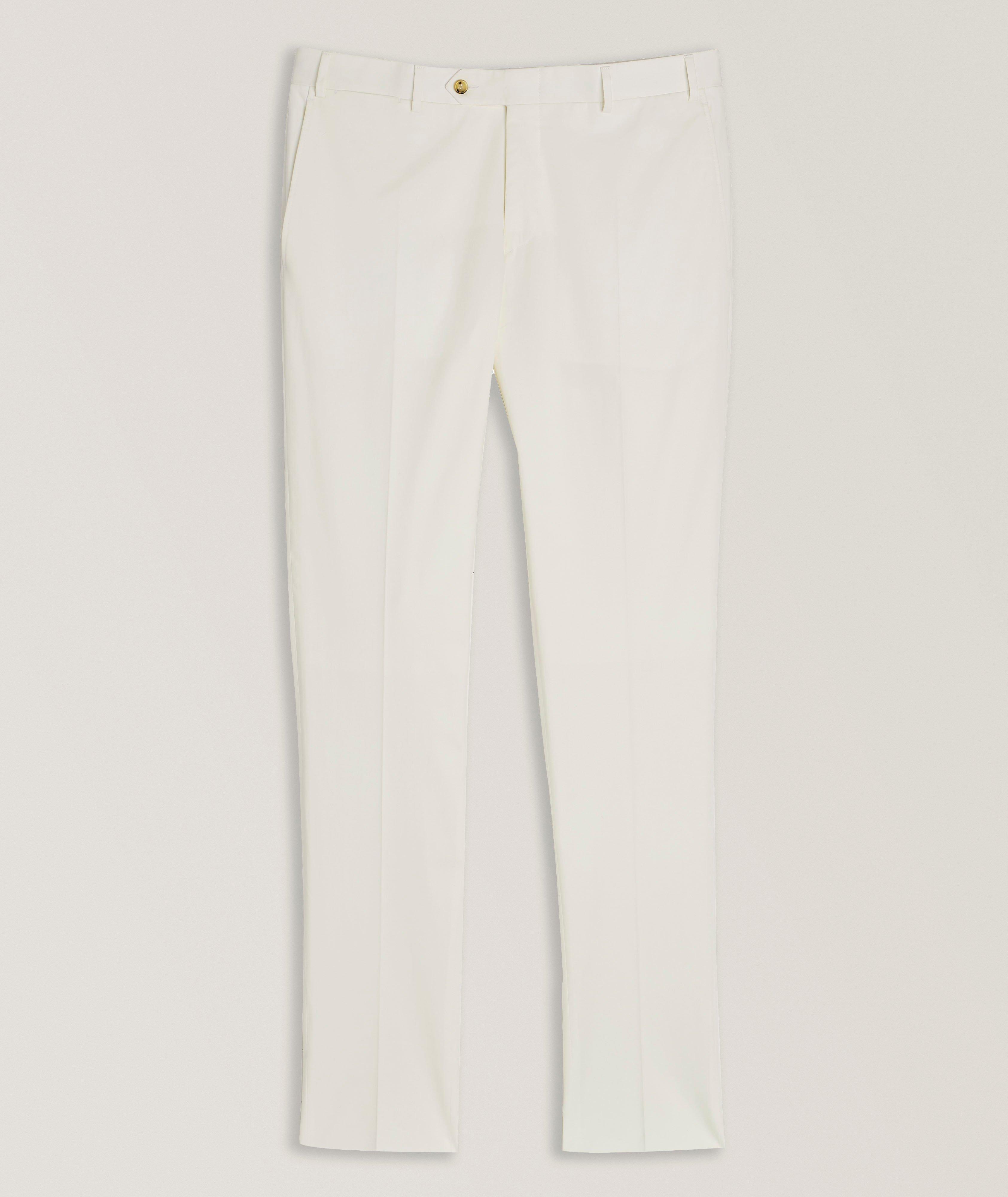 Canali Pantalon Habillé Kei En Coton Extensible En Blanc | Taille Homme 54