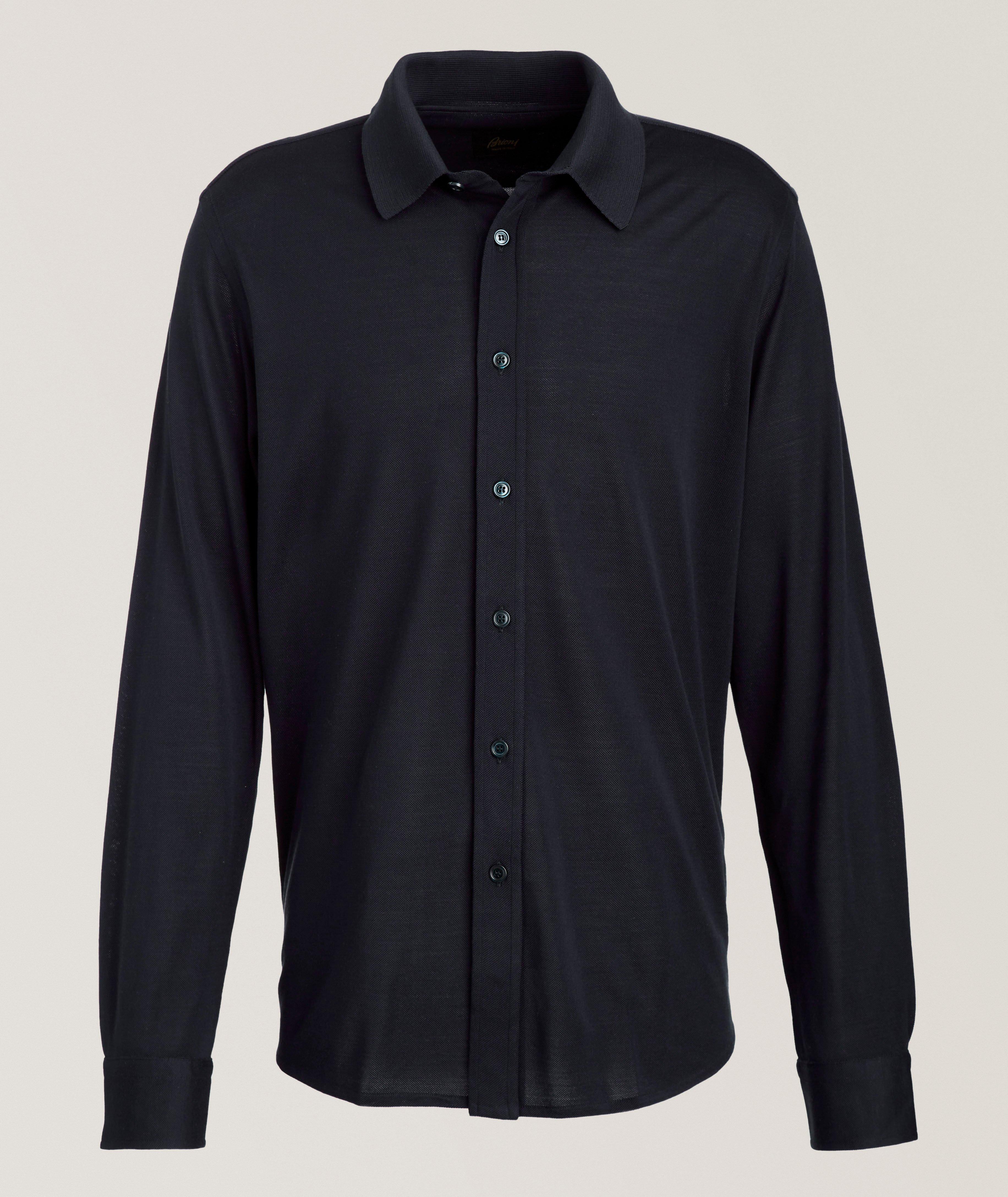 Brioni Chemise En Piqué De Soie En Bleu | Taille Homme TG