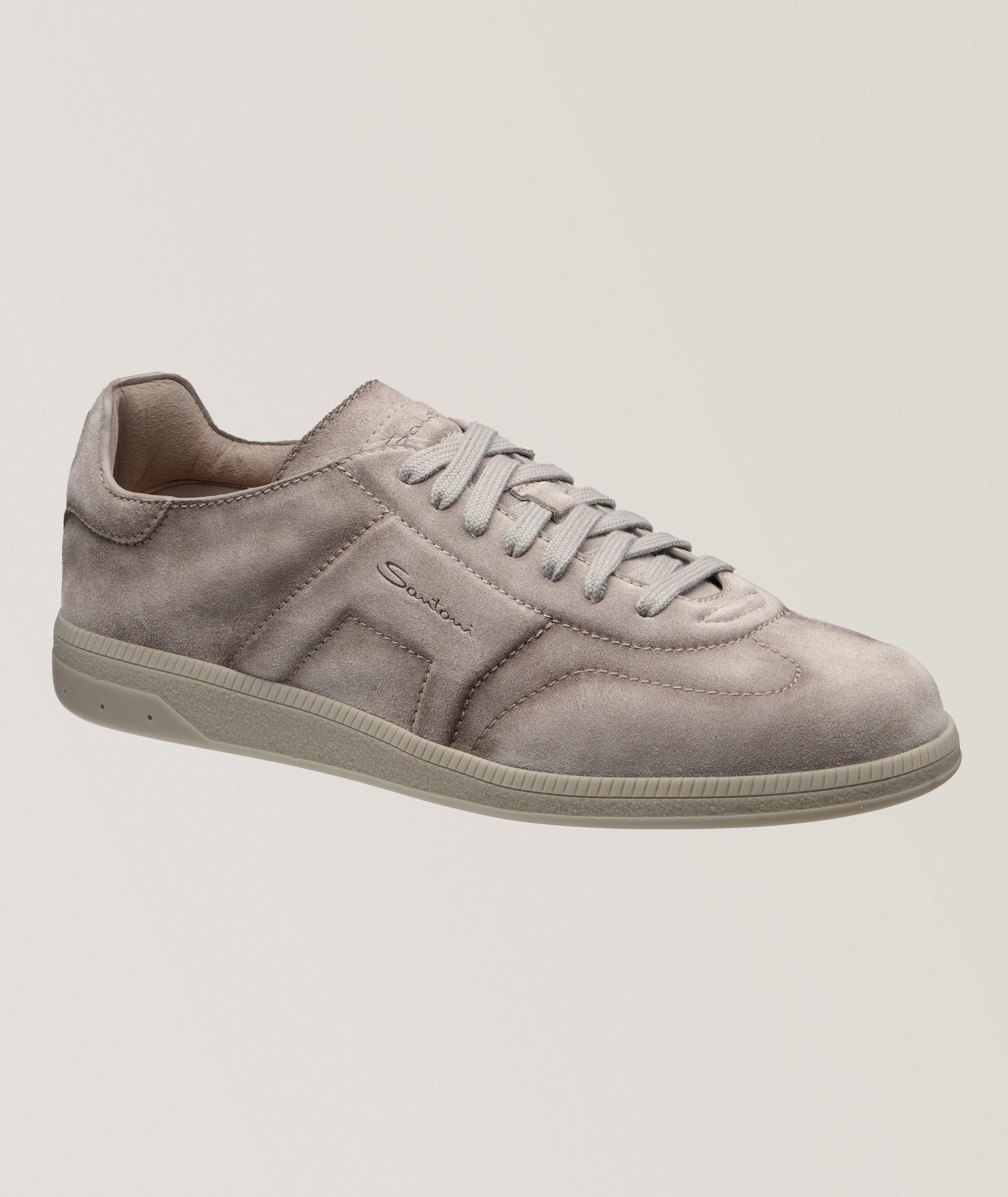 Santoni Chaussure Sport De Style Rétro En Suède En Gris | Taille Homme 8