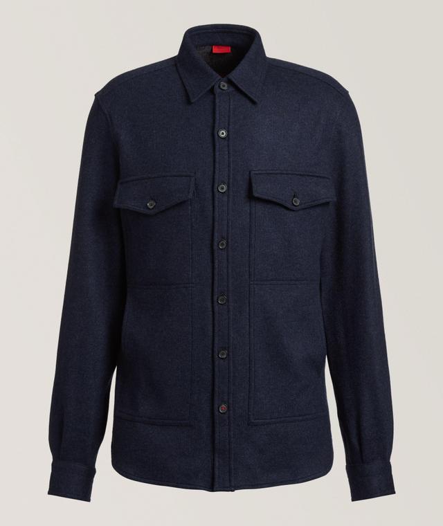 Isaia Double Face Cashmere Overshirt In Blue | Men's Size Medium