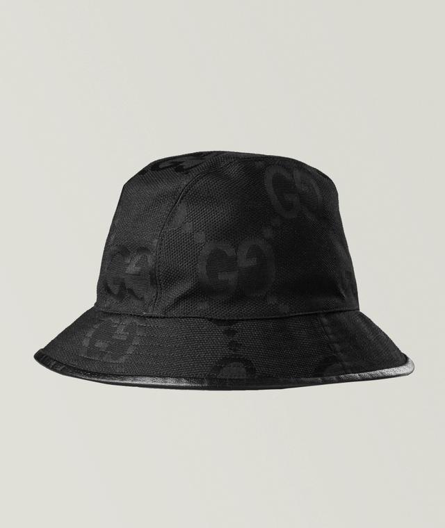 Gucci Jumbo Gg Logo Bucket Hat In Black