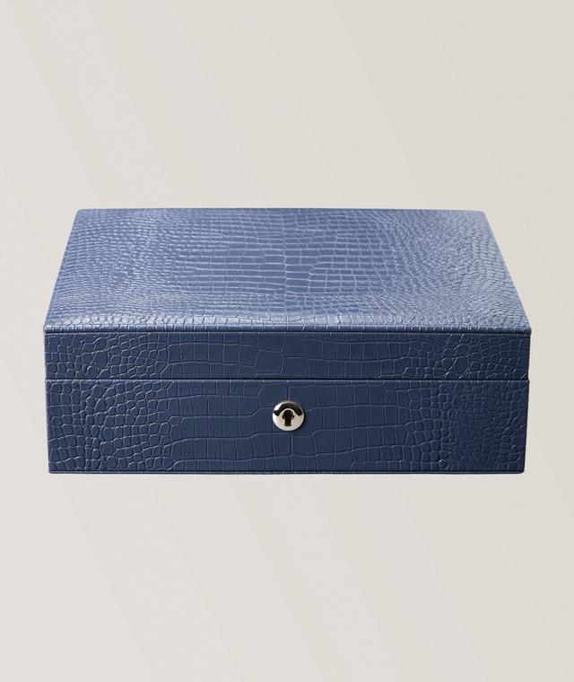 Rapport London Brompton Croc-Embossed Leather Watch Box In Blue