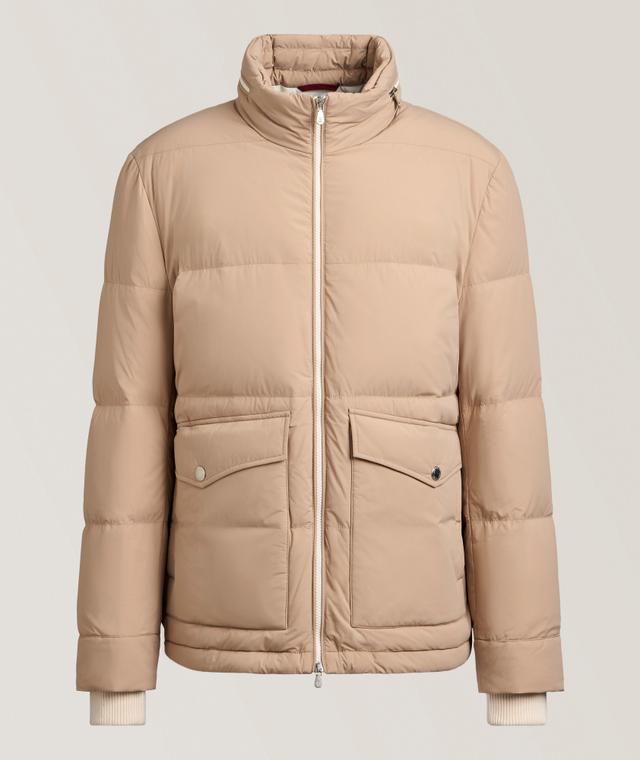 Brunello Cucinelli Stretch Down Padded Jacket In Brown | Men's Size Medium