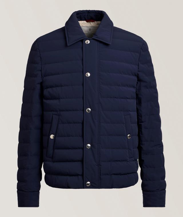 Brunello Cucinelli Stretch Down Quilted Jacket In Blue | Men's Size Small