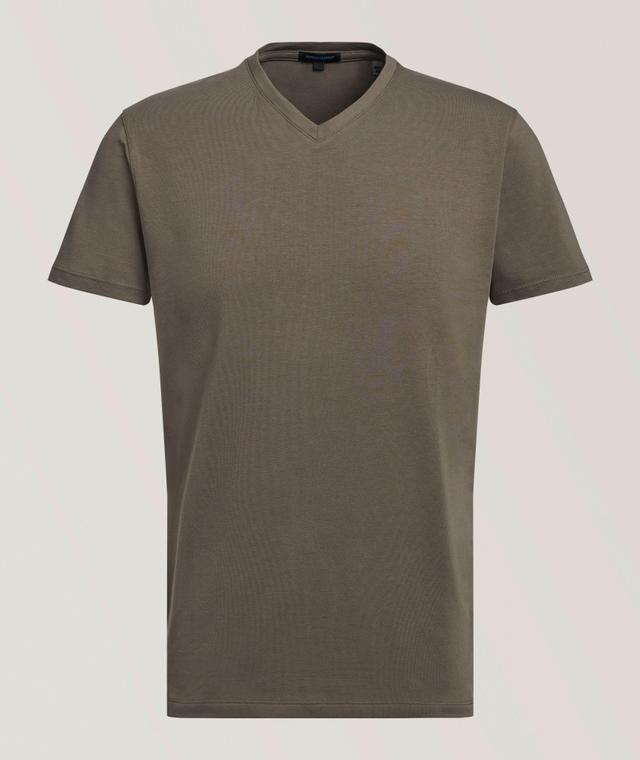 Patrick Assaraf Stretch-Pima V-Neck T-Shirt In Green | Men's Size Small