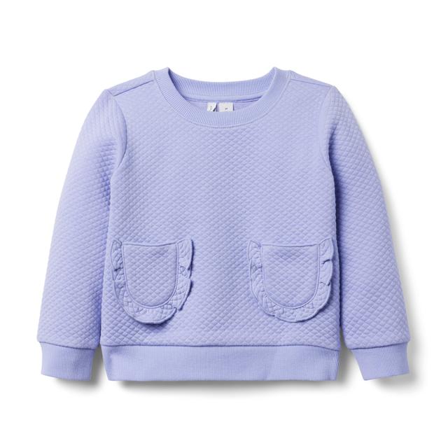 Janie and Jack | Quilted Jacquard Ruffle Pocket Sweatshirt - Purple / 6-12m