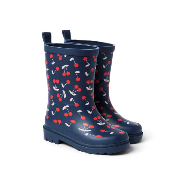 Janie and Jack | Cherry Rain Boot - Navy / 4