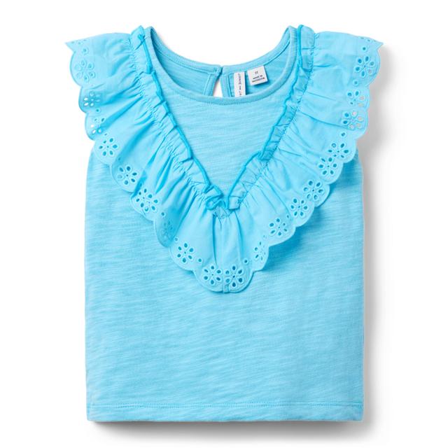 Janie and Jack | Eyelet Ruffle Top - Blue / 18-24m