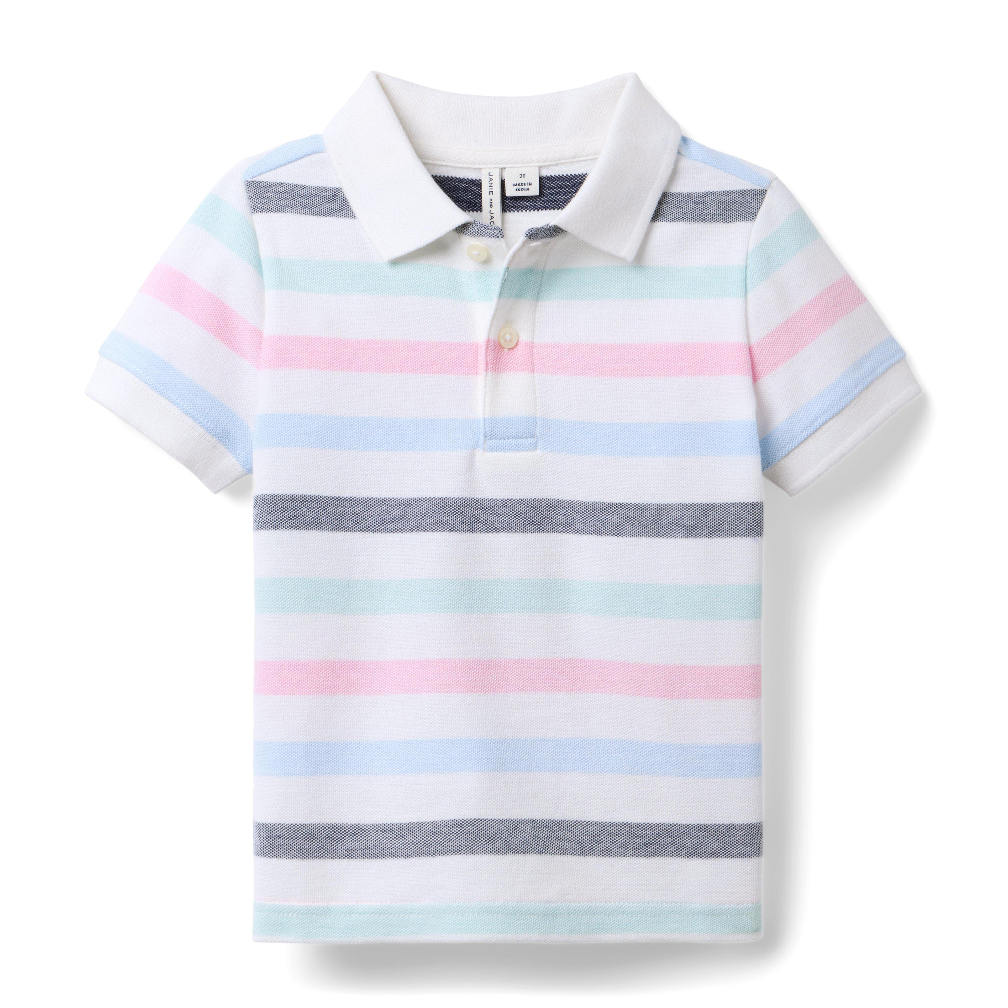 Janie and Jack | The Classic Striped Pique Polo - White / 18-24m