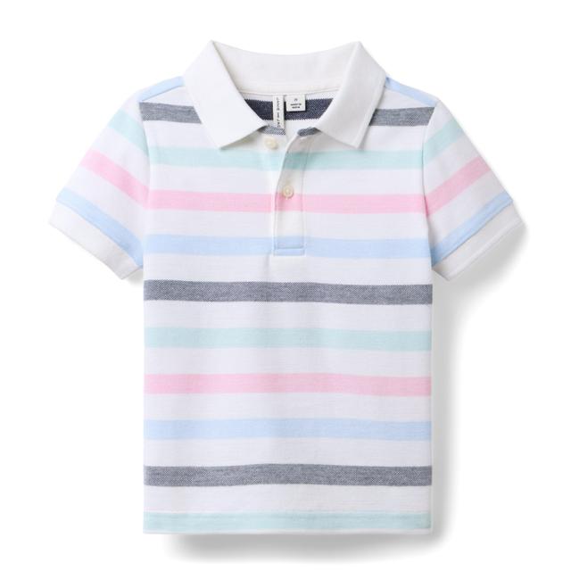 Janie and Jack | The Classic Striped Pique Polo - White / 12-18m