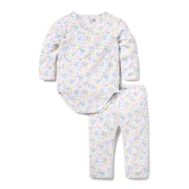 Janie and Jack | Baby Floral Pointelle Wrap Matching Set - White / UP TO 5 LB