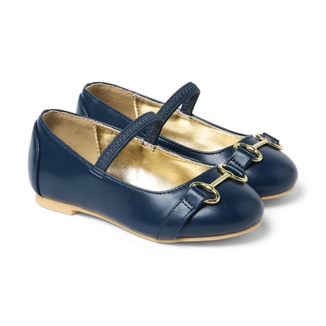 Janie and Jack | Bridle Bit Ballet Flat - Navy / 5