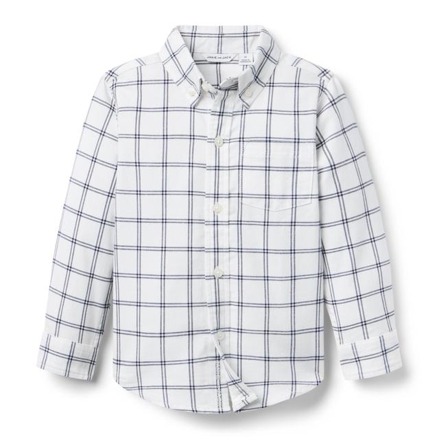 Janie and Jack | Tattersall Flannel Shirt - White / 4