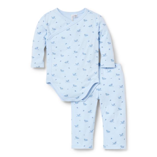 Janie and Jack | Baby Fox Wrap Matching Set - Blue / UP TO 5 LB
