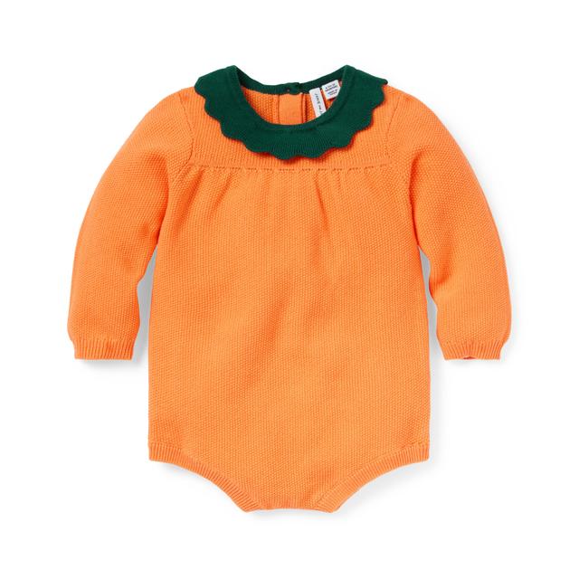 Janie and Jack | Baby Pumpkin Romper - Orange / 18-24m
