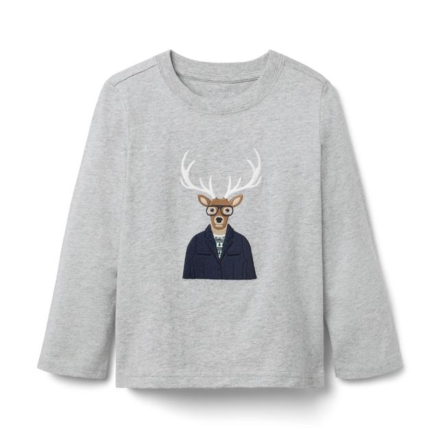 Janie and Jack | Dapper Deer Tee - Grey / 6-12m