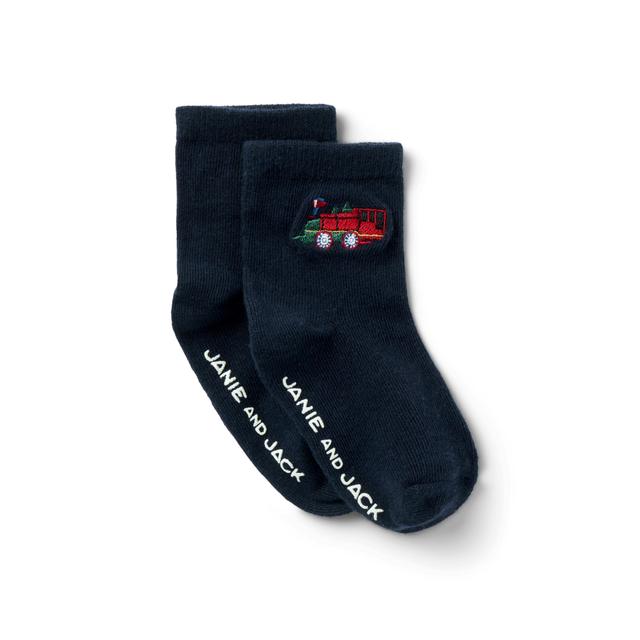 Janie and Jack | Baby Holiday Train Sock - Navy / 0-3m