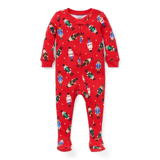 Janie and Jack | Baby Good Night Footed Pajama In Holiday Nutcracker - Red / 18-24m