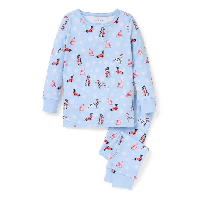 Janie and Jack | Good Night Pajama In Holiday Dogs - Blue / 12-18m