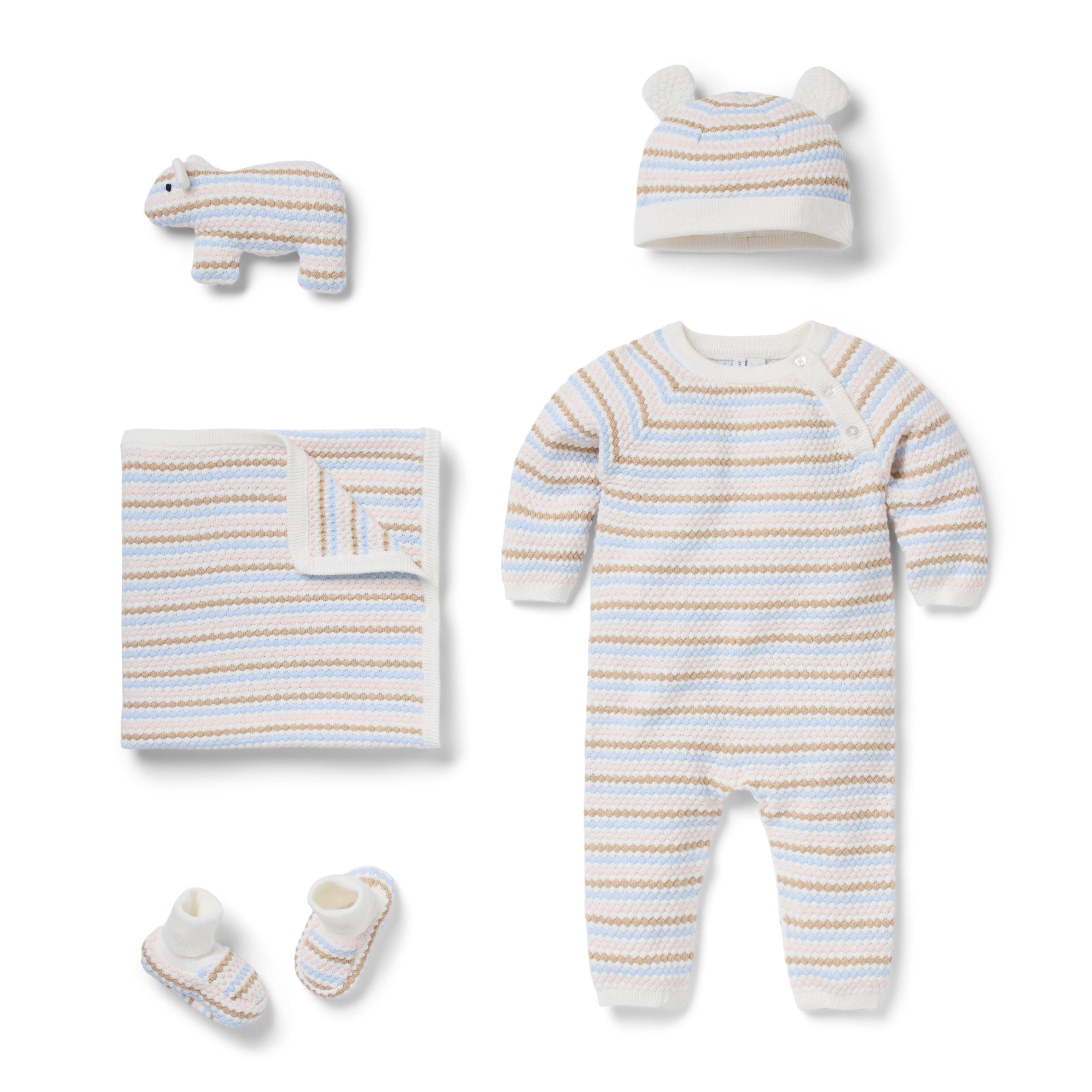 Janie and Jack | Baby Bundle of Love Striped Textured Knit Gift Set - White / 0-3m