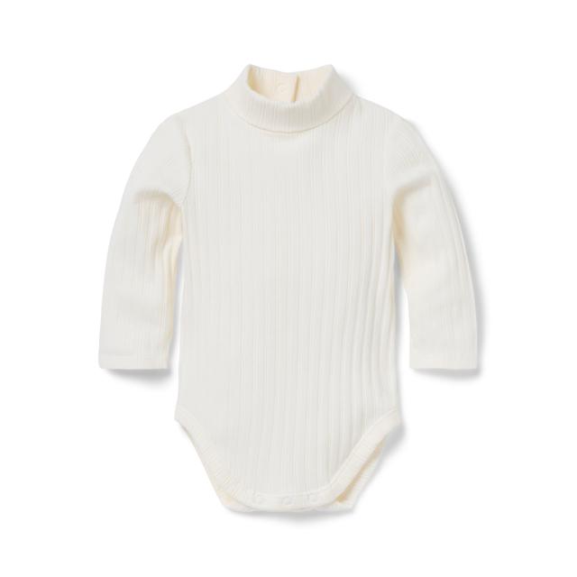Janie and Jack | Baby Ribbed Turtleneck Bodysuit - White / 0-3m