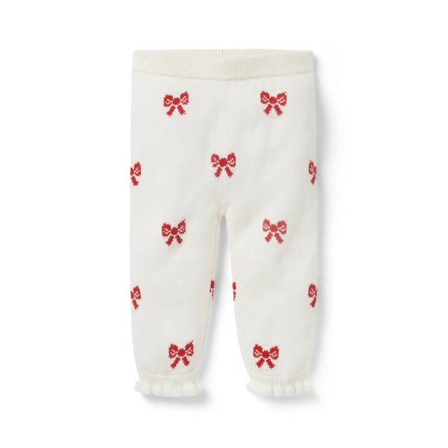 Janie and Jack | Baby Bow Sweater Pant - White / 0-3m