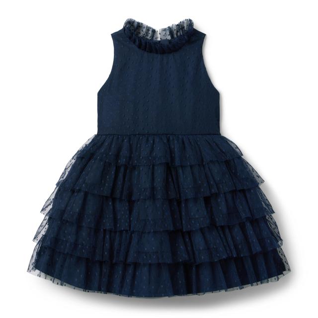 Janie and Jack | Dot Tiered Ruffle Dress - Navy / 6-12m