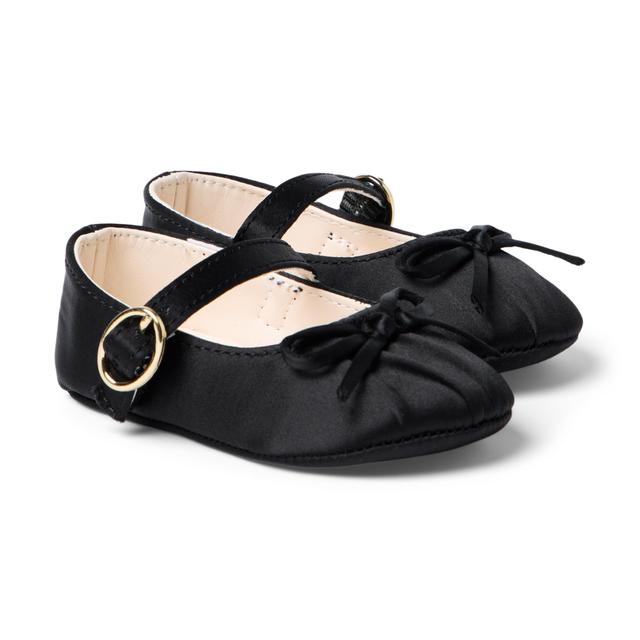 Janie and Jack | Baby Satin Ballet Flat - Black / 3-6m
