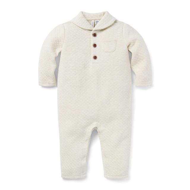 Janie and Jack | Baby Quilted Shawl Collar One-Piece - Tan / 18-24m