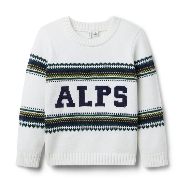 Janie and Jack | Alps Fair Isle Sweater - White / 4