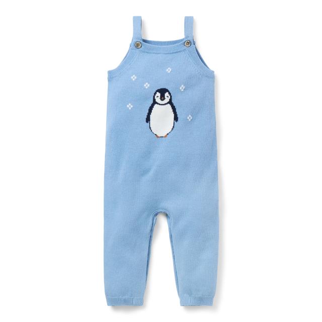 Janie and Jack | Baby Penguin Sweater Overall - Blue / 3-6m