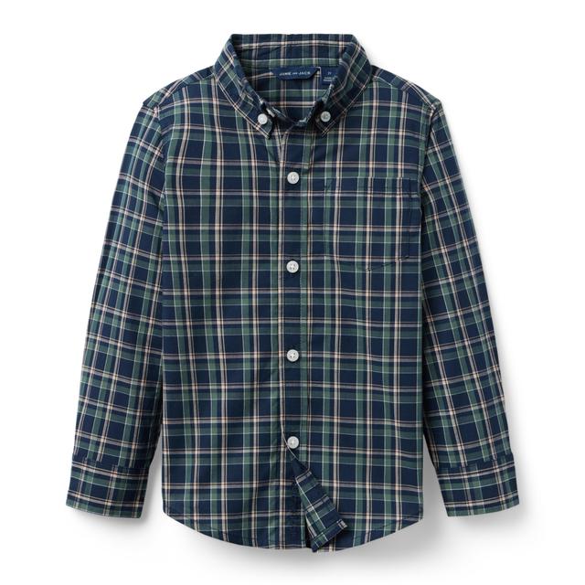 Janie and Jack | Plaid Poplin Shirt - Navy / 2T